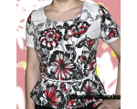 23. Летняя женская блузка из ткани х/б с красивым рисунком, короткий рукав, баска.