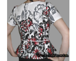 23. Летняя женская блузка из ткани х/б с красивым рисунком, короткий рукав, баска.